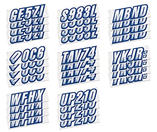 Image of STIFFIE Techtron White /Navy 3 inch Boat & PWC Registration Decals • Numbers Letters Stickers