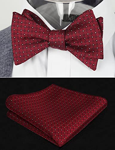 Image of Alizeal Mens 2pcs Solid Self-tied Bow Tie Set | Alizeal Mens 2pcs Self-tied Solid /Animal Bow Tie and Pocket Square Set Perfect for Wedding Business Formal Events