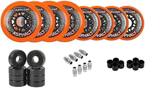 Labeda Gripper Asphalt Outdoor Inline Roller Hockey Wheels + Hybrid Ceramic Bearings 76/80 Hilo 85A Orange
