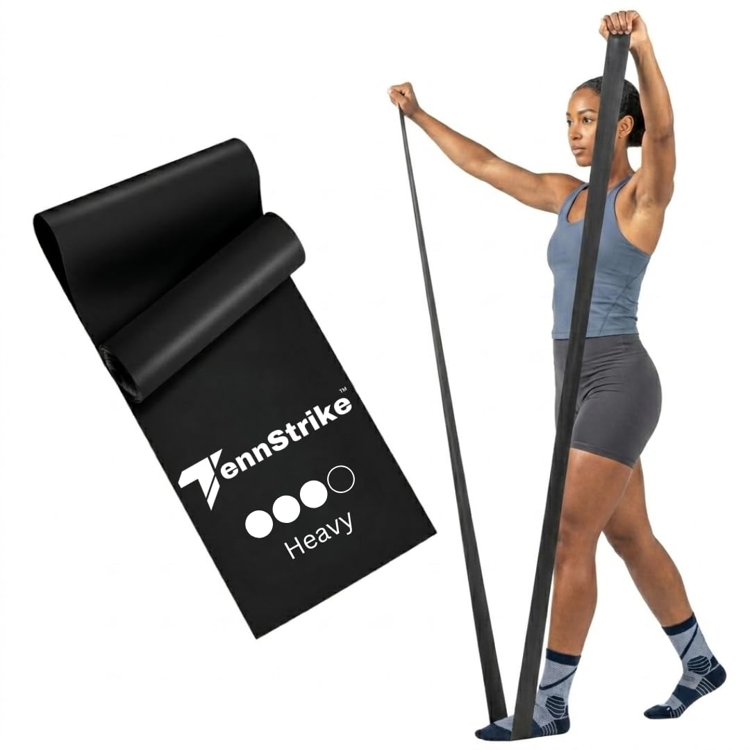 Pilate Resistance Bands for Workout & Stretch | (Heavy) 3.6 Kg Black | for Gym, Home Toning Exercise, Yoga, Pilates, Stretching & Physiotherapy | Durable Latex Band for Men & Women-image-9