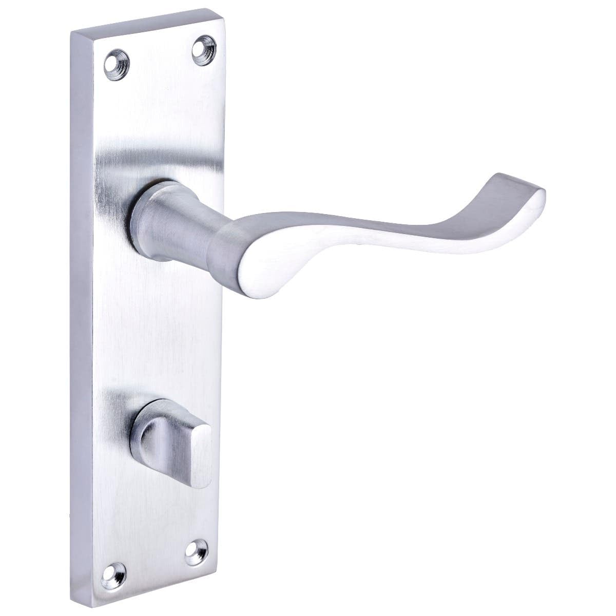 Designer Levers - Victorian Scroll Lever Door Handles - Satin Chrome - 1 Pair - Bathroom Locking Door Handle - with Thumbturn