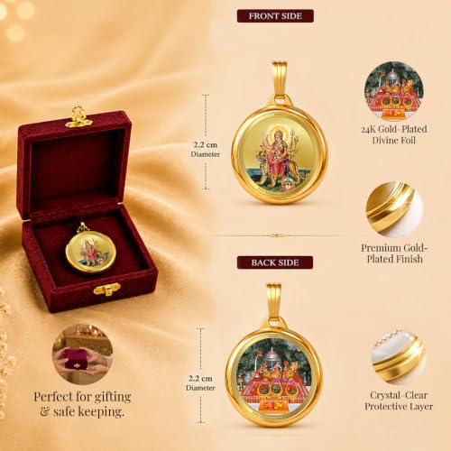 Image of DIVINITI 24K Gold Plated Double-Sided Religious Pendant with Premium Gift Box, Spiritual Locket for Men & Women, Devotional Jewellery for Gifting & Everyday Wear