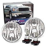 iJDMTOY OEM-Spec Clear Lens Fog Light Assemblies with Xenon White LED Bulbs Upgrade Compatible With GMC 2007-2013 Sierra 1500 2500 3500