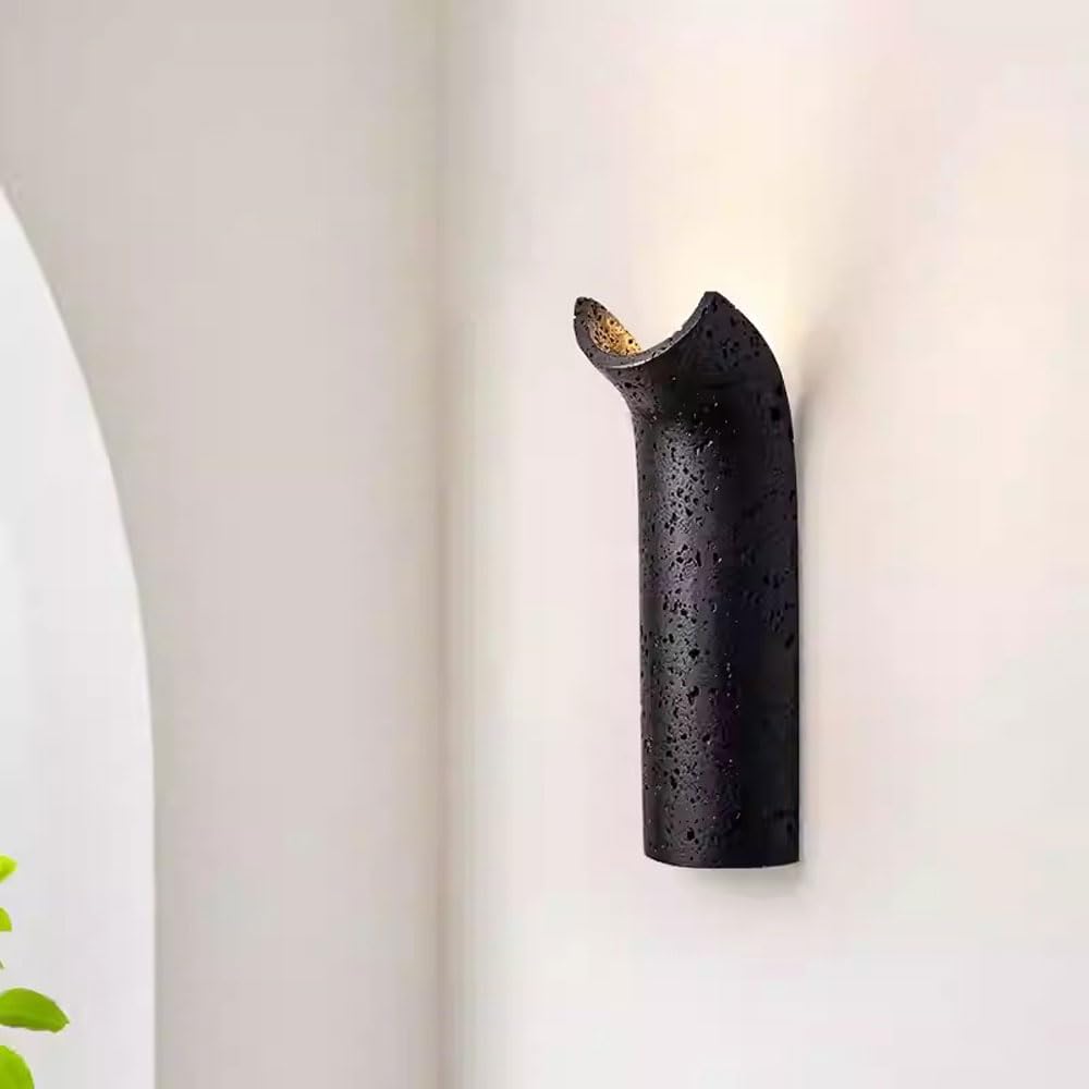 Nordic Industrial Style Single-Head Wall Sconce, G9 Screw Flush Mount Lamp, Personalized Black Travertine Light, Entryway Living Room Hallway Decorative Fixtures
