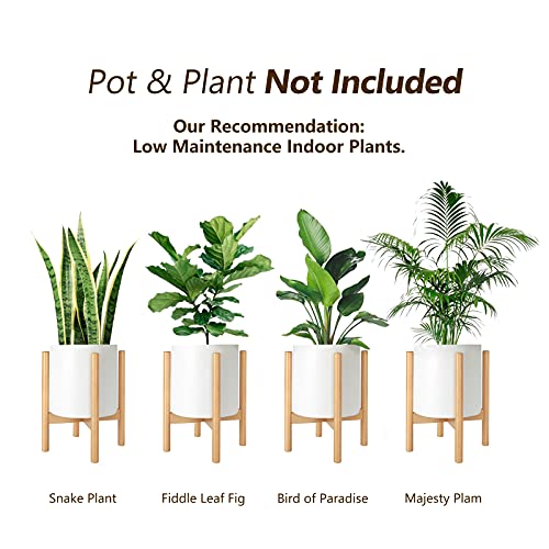 Mkono Plant Stand Mid Century Wood Flower Pot Holder (Plant Pot Not Included) Modern Potted Stand Indoor Display Rack Rustic Decor, Up To 12 Inch Planter, Natural #TOP6
