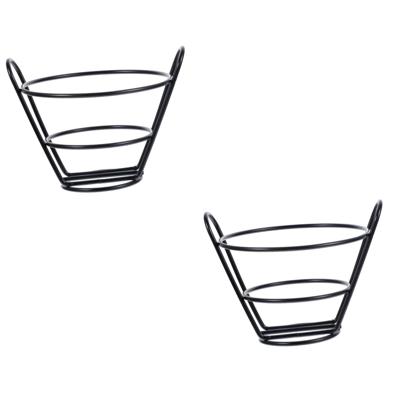 2pcs Tapered Snack Basket French Fries Convenient Storage Basket Snack Stands Fried Snack Holder Cone Wire Basket Fried Chicken Serving Basket Fried Chicken Holder Iron Black STOBAZA