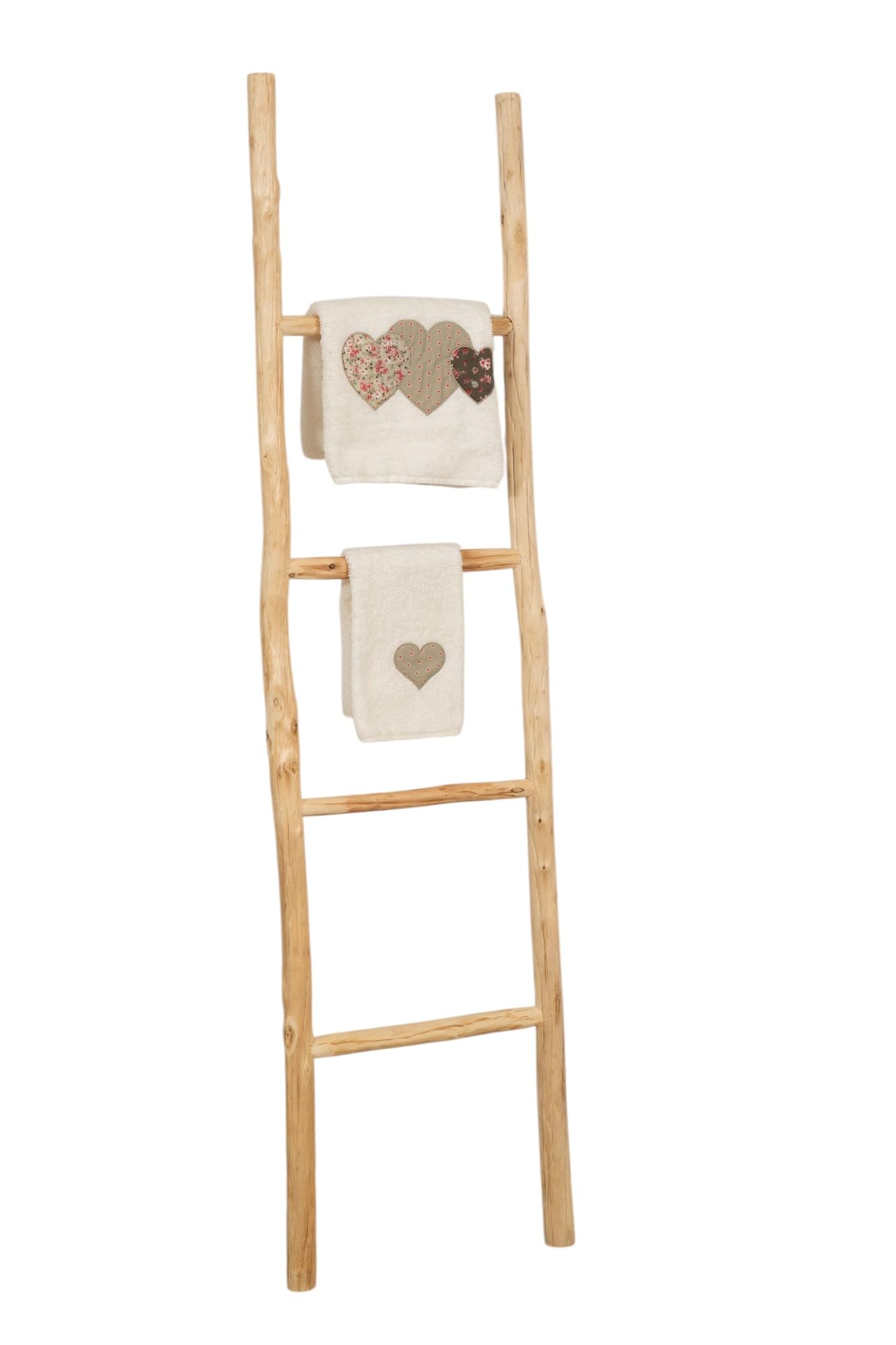 Biscottini Escalera toallero baño 150 x 3,5 x 37 – Escalera decorativa de madera – Colgador de toallas de madera – Toallero de pared de metal