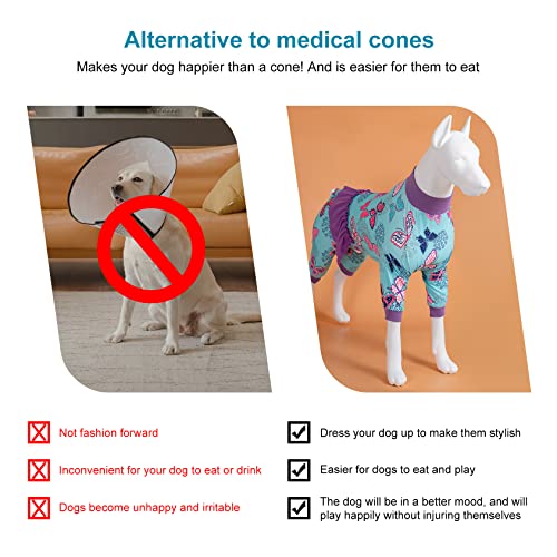 Lovinpet Doggy Pajamas For Large Dogs - Post Surgery Comfort Pajamas, Lightweight Stretchy Fabric, Navy Butterfly Wings Print, Large Dog Pajamas, Undershirt For Dog Dresses,Pink L #TOP6