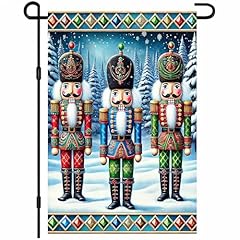 Nutcracker Trio in Festive Uniforms Garden Flag