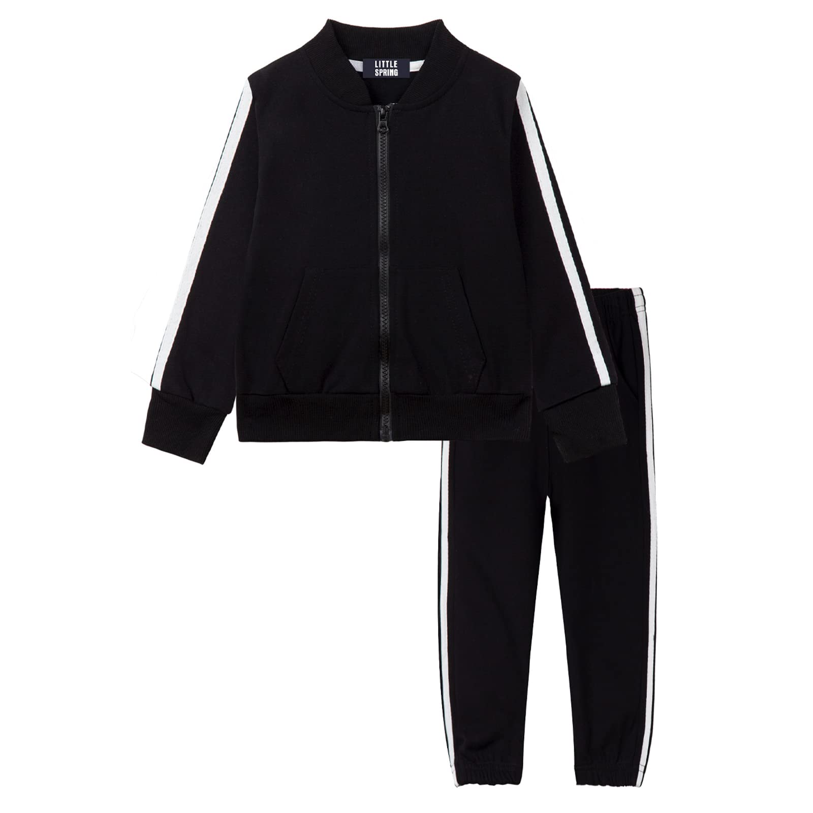 LittleSpring Little Boys Tracksuit Zip Up Athletic Hoodie and Jogger Pants 2-Piece Set