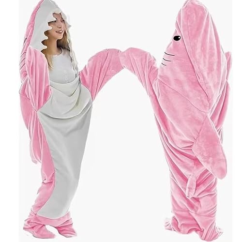 Cobertores de dormir de tubarão, pijamas de flanela, loungewear bonito e engraçado para adultos (Ros