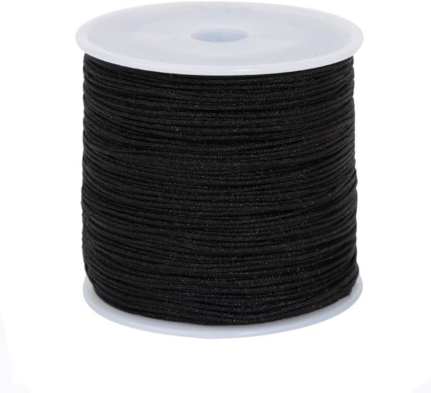 0.8mm 110Yards Nylon String Cord Braided Beading Thread for DIY Crafts Friendship Bracelets Pendant Chinese Lucky Knotting Macrame Necklaces,Jewelry Making (Black)