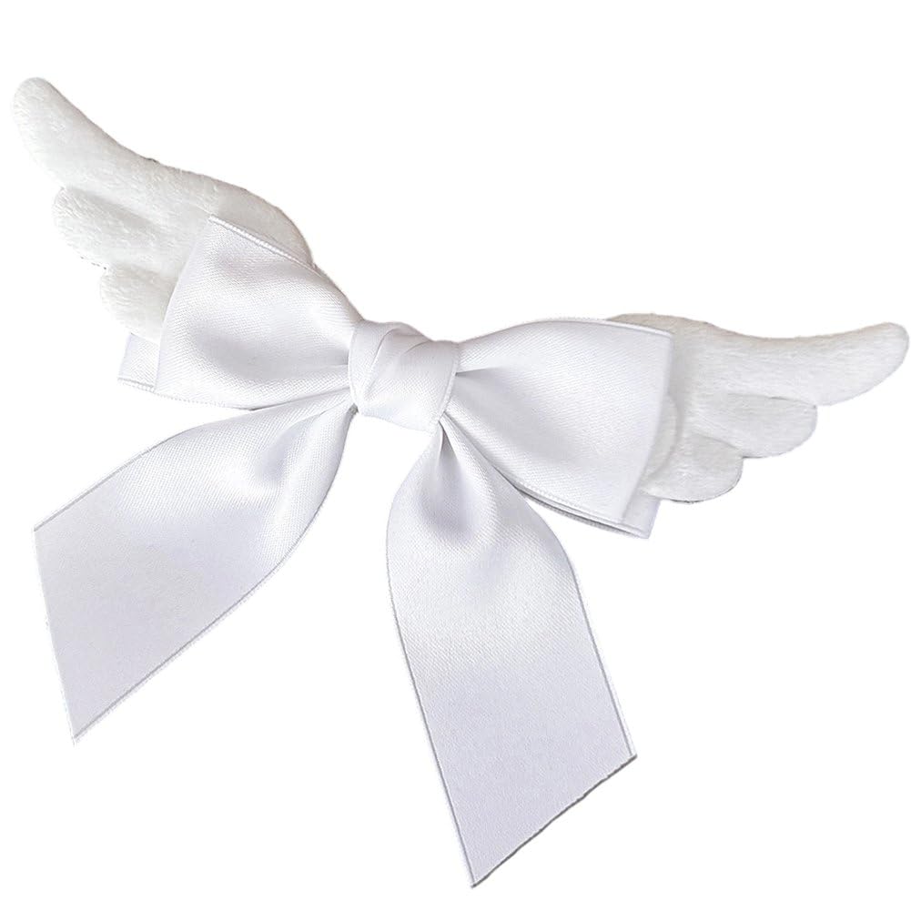 Ppmter Women's White Cute Bow Angel Wings Hair Clips Lolita Hair Barrettes Cartoon Hairpins Adorable Hair Accessories For Girls