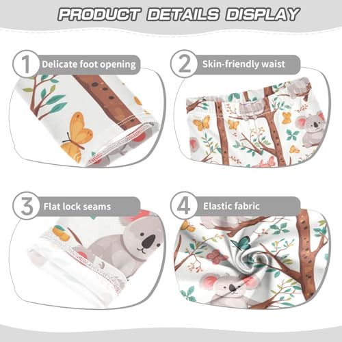 Cute Koala Bear Girls' Leggings Toddler Doodles Tree Butterfly Kids Yoga Pants Dance Active Tights 4T3