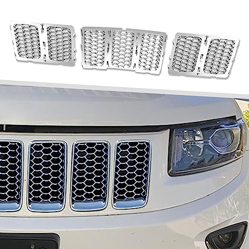 Image of 3PCS Honeycomb Grill Inserts Compatible with Jeep Grand Cherokee 2014-2016 (Chrome)