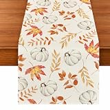 Chemin de Table Automne 33 x 183 cm, Citrouilles et Feuilles...