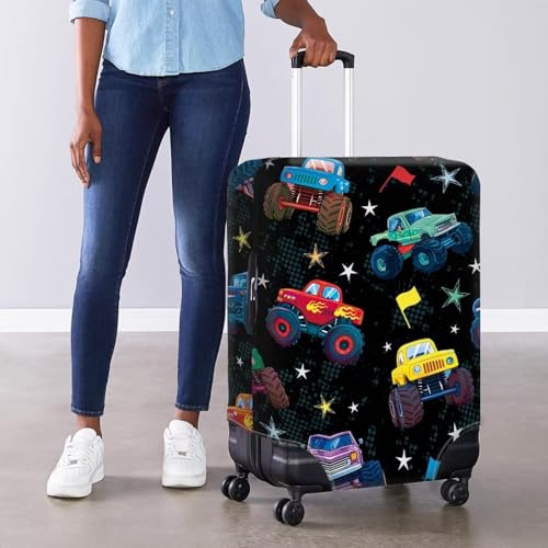 Image of Coloranimal Tractor Flag Star Luggage Covers Fits 18-21 inch Luggage for Women Girls Washable Suitcase Cover Stretch Suitcase Protector with Zipper Travel Accessories