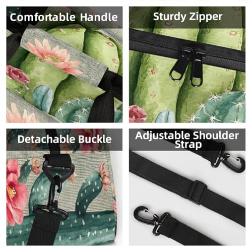 Tropical Cactus Custom Ballet Dance Bag Retro Flower Personalised Sport Gym Bag for Travel, Duffel, Weekender4