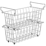 GEDLIRE Chest Freezer Organizer Bins 2 Pack, Stackable Stainless Steel Wire Freezer Basket for Organizing, Pantry Storage Refrigerator Baskets for Sort Frozen Meats and Foods