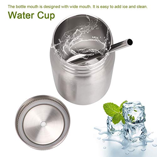 Gsycle 700ml Mason Jar, Stainless Steel Mason Cup Insulated Coffee Mug Tumbler Mug with Lid and Straw for Outdoors Home Office