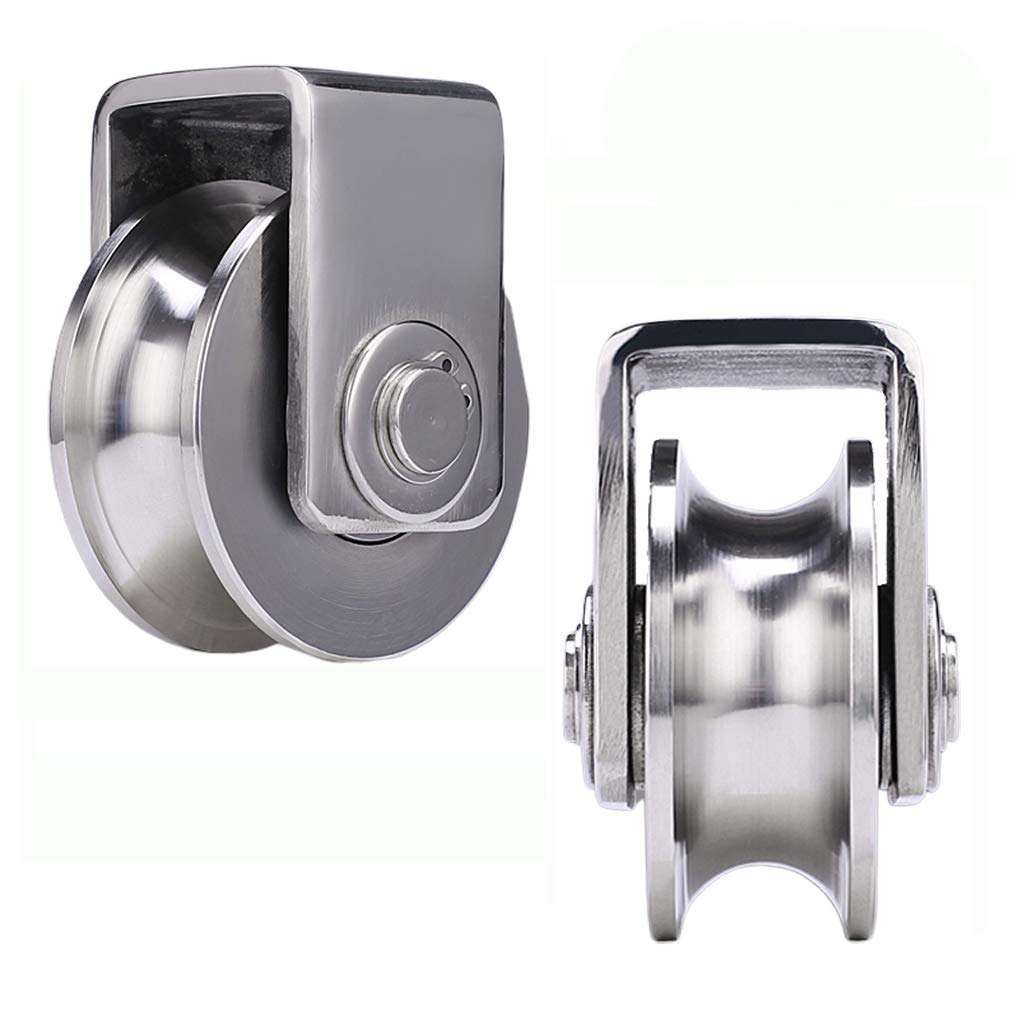 Roulettes à rainure en U en acier 304 robuste de 68 mm pour portes
