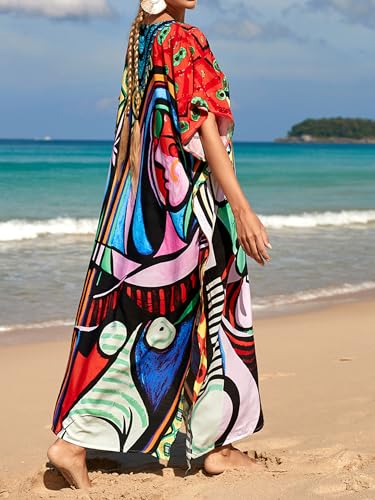 Image of Kaftan Dresses for Women Plus Size Summer Beach Dress with Print and Swim Cover Ups