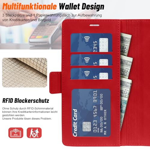 Protection iPhone 17 Pro Max en cuir synthétique rouge de haute qualité