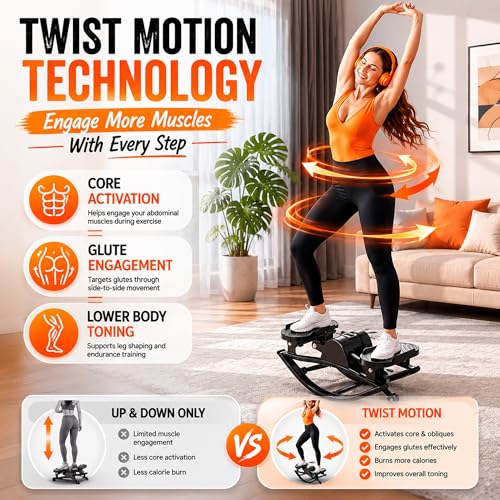 Image of Lhanel Rock Stepper for Home Workout, Low-Impact Side Stepper with Resistance Bands, Side-to-Side Mini Stepper for Cardio, Weight Loss & Full Body Exercise