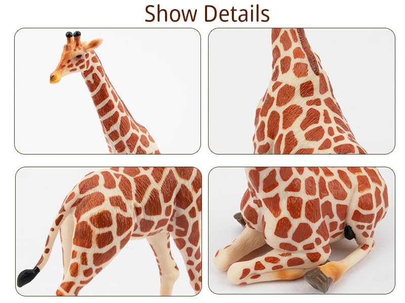 TOYMANY 4 Stück Giraffen Familie Tiere-Figuren Set Safari Spielfiguren Realistische Giraffen Spielzeug Dschungeltier-Figuren Tierfigur Plastiktiere Zoo Dschungel Wald Wild, zum Spielen oder als Deko