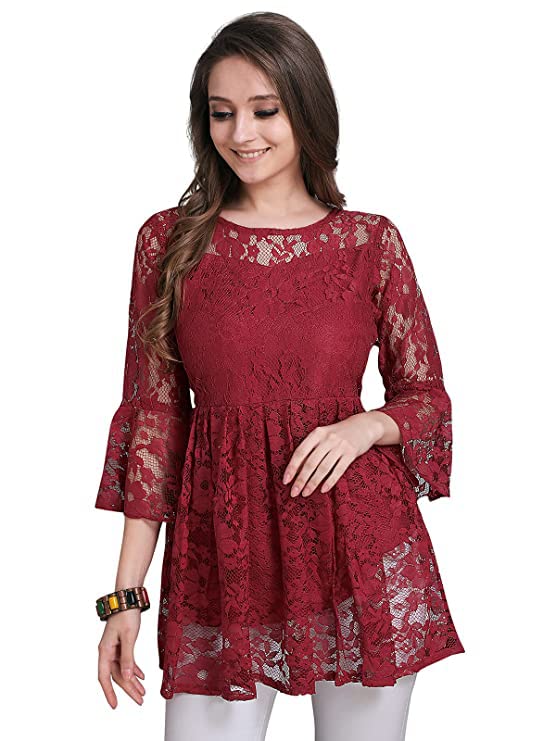 Image of Women Russel Net with Crepe Inner Net Tops || Casual Tops for Women