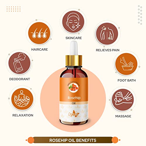 Image of Crysalis Rosehip (Rosa Canina L.) Oil |100% Pure & Natural Undiluted Essential Organic Rosehip Oil For Anti-Aging Benefits, Enhances Elasticity And Moisturization,-30ml