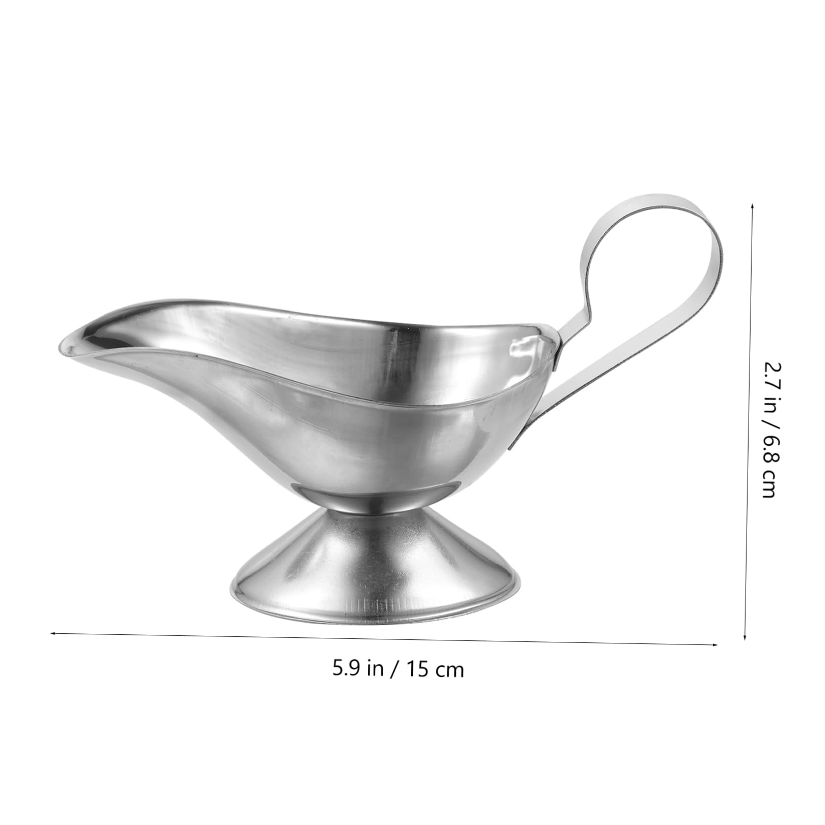 KICHOUSE Stainless Steel Sauce Dispenser Cups Restaurant Style Gravy Boat Sauce Container Gravy Sauce Plate Creamer Jug Gravy Bowl Pourer Pot Server Ketchup Stainless Steel Sauce Cup Silver