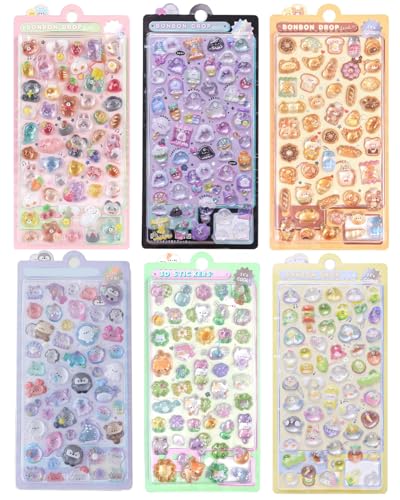 TBCDS Gommettes Enfants 3D Relief – Lot de 6 Autocollants Premium Étanches | Animaux Mignons pour Scrapbooking, Téléphones, Cahiers & DIY Créatifs