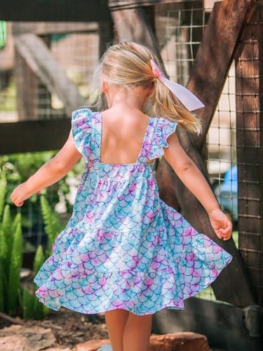 Vieille Toddler Girls Summer Dress Ruffle Sleeveless Casual Beach Sundress Tiered Swing Princess Dress for 2-8 Years4