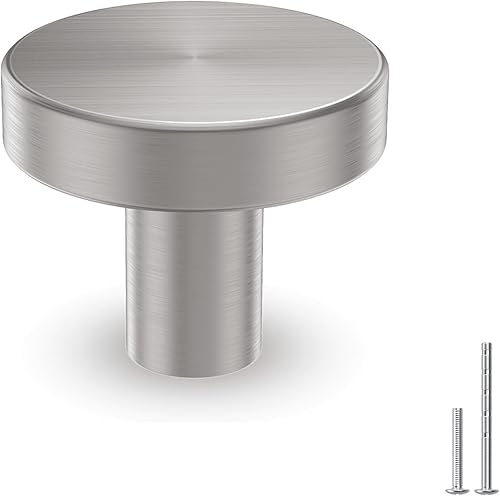 homdiy Paquete de 15 pomos redondos de níquel cepillado para cajones de cocina, pomos de metal para aparador, manijas de gabinete para cajones de