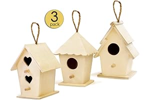 Mini Unpainted Wooden Bird House Trio: Paint & Decorate Your Own Bird Feeders
