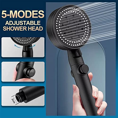 Multi-Functional High Pressure Shower Head With 5 Modes, High Pressure Handheld Shower Head With On/Off Switch For Home Bathhoom, Water Saving, Easy To Install (Black B) #TOP1