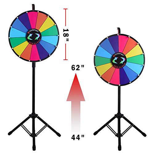 Voilamart 24 Inch Prize Wheel With Folding Tripod Floor Stand Height Adjustable 14 Slots Color Dry Erase Spin Wheel Spinner Game With Dry Erase & Marker Pen For Trade Show Fortune Spinning Game #TOP3