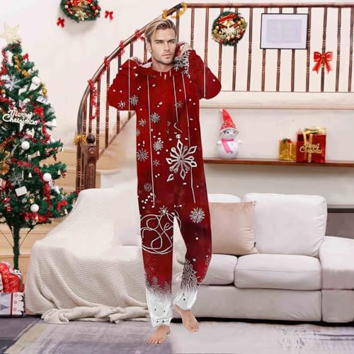 Christmas Pajamas for Family Funny Long Sleeve Casual Hooded Jumpsuits Fashion Graphic Print Holiday Xmas Pjs Sets2