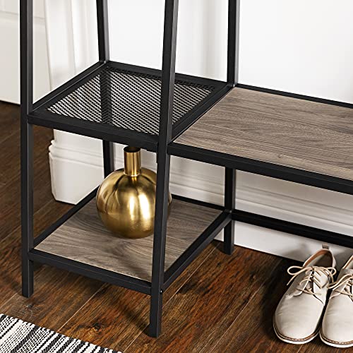 Snapklik.com : Walker Edison 5 Shelf Entryway Bench Hall Tree Coat Rack ...