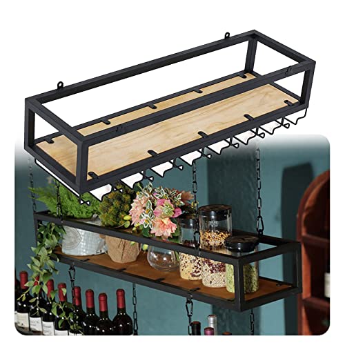 Étagère de plafond décorative en bois massif et fer rétro monocouche - 2