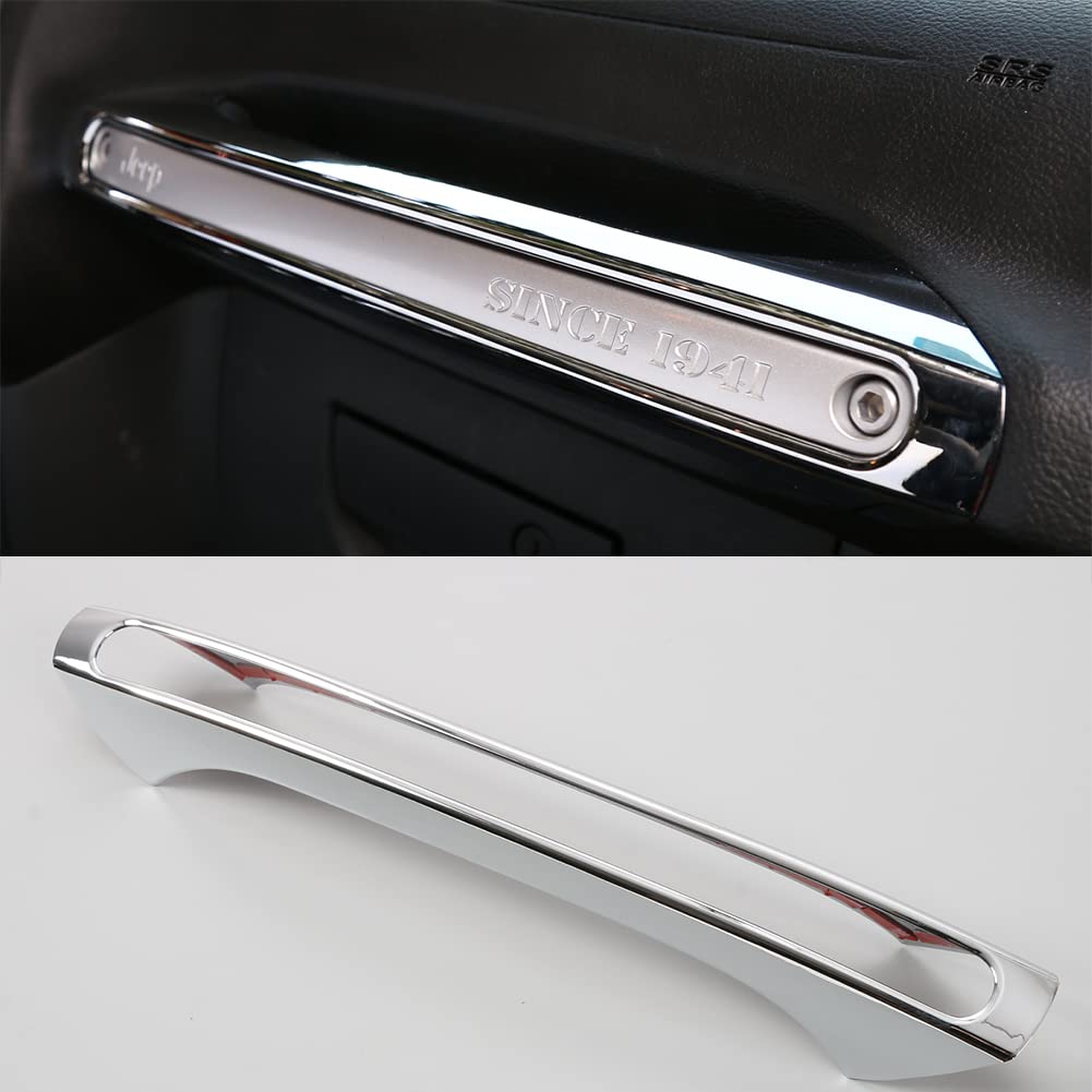 Bestmotoring Car ABS Co-Pilot Passenger Grab Handle Cover Decorative Trim for Jeep Wrangler JK 2011-2017 Chrome