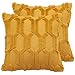 Tuftowana Futrzana Poszewek na Poduszkę Zestaw 2 Poszewka Dekoracyjna na Kanapę Jednolity Kolor Haft Geometryczny 30x50 cm Domową Łóżko Samochód Musztardowy Żółty