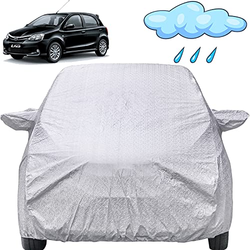 Image of Autofact Etios Liva Waterproof Car Cover, Silver, Non Woven Fabric, Triple Stitched, Compatible with Toyota Etios Liva (2011 to 2024), Car Cover