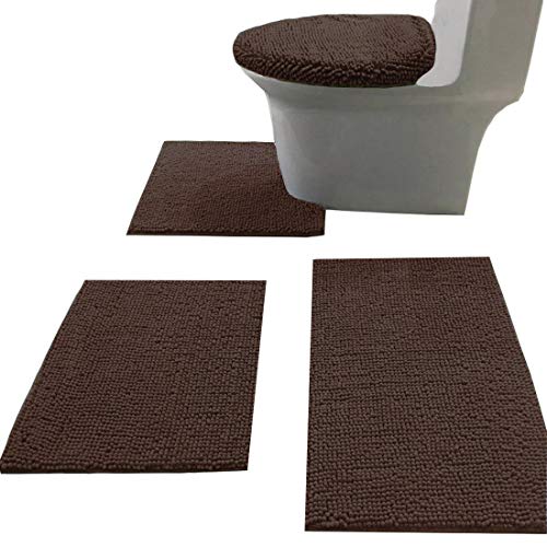 Madeals Badteppich Set 4-teilig mit WC-Deckelbezug und Teppich Set Combo, Soft Shaggy Badteppich Set 3-teilig und U…