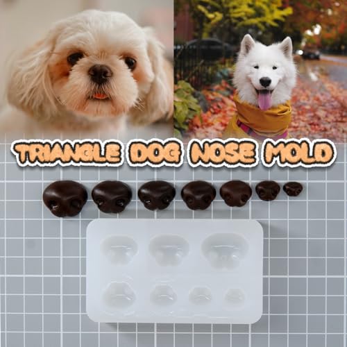 Image of Nuvretk 7 Cute Silicone Molds for Needle Felting - Dog Nose Shapes for Stuffed Animals, DIY Crafts, and Accessories (Triangle)