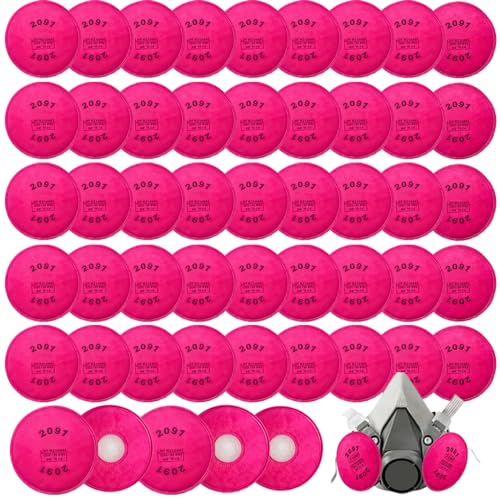 50PCS (25Pack) 2091 Filters for Respirator Installed on P-100 Filter Retainer Replacement for 6000 6200 6800 7000 FF-4 Series for Against Painting Welding Woodworking,Pink