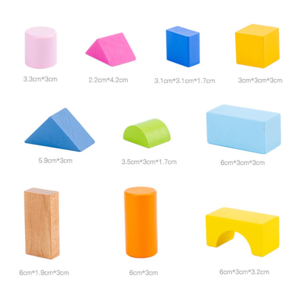 Toyvian Blocchi di Costruzione in Legno 100 Pezzi per Bambini Forme Geometriche, Superficie Levigata e Bordi Arrotondati, Giocattolo Educativo per Gioco e Apprendimento