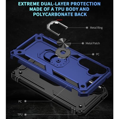 Coque Samsung A15 5G antichoc bleu protection écran et bague - 4