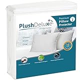 PlushDeluxe Premium Pillow Protector 100% Waterproof Proof and Soft Cotton Terry (Set of 2) 10 Year Warranty (Standard)